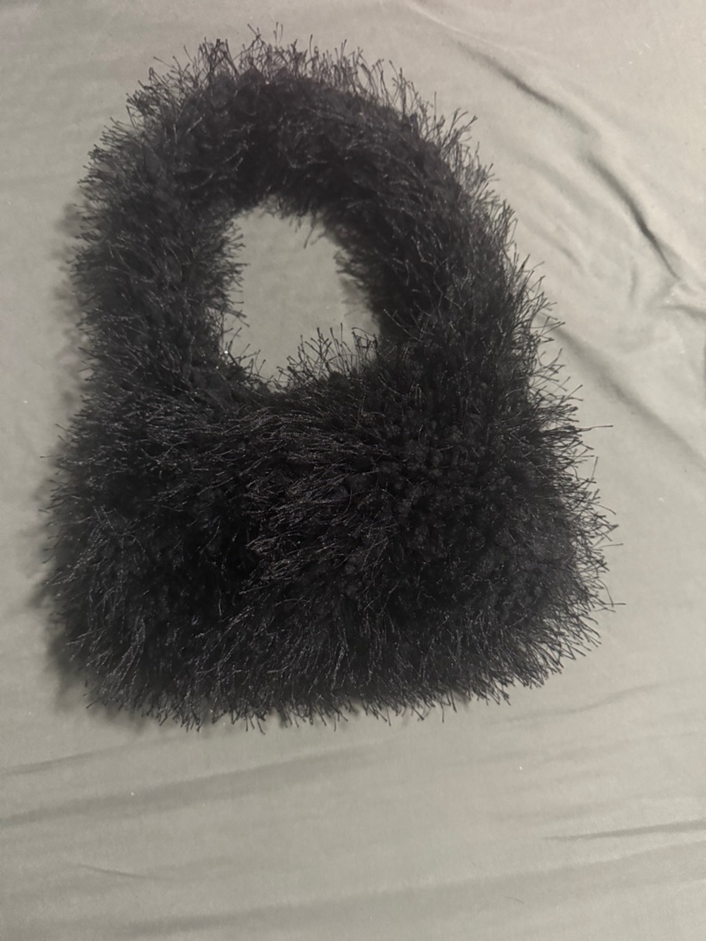 Fuzzy Black Faux Fur Handbag
